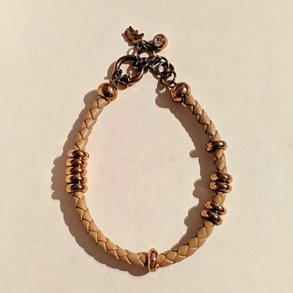 Folli Follie Tan Leather Braided Bracelet